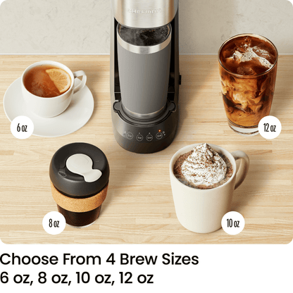 CHEFMAN Single Serve Coffee Maker: K-Cup/Ground Compatible, 6-12oz Cup,  40oz Reservoir – Chefman