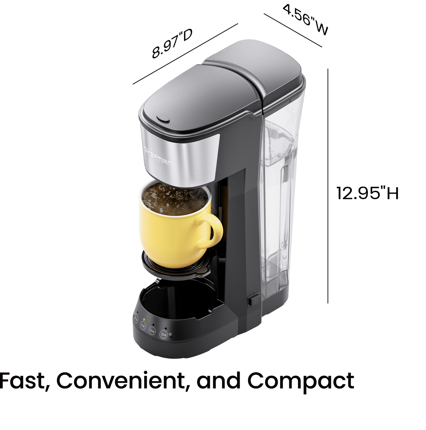Single Serve Coffee Maker: K-Cup/Ground Compatible, 6-12oz Cup, 40oz Reservoir