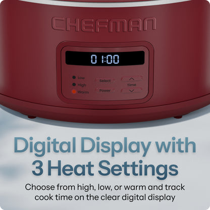 7 Qt. Digital Slow Cooker - Red