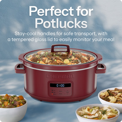 7 Qt. Digital Slow Cooker - Red