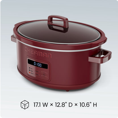 7 Qt. Digital Slow Cooker - Red