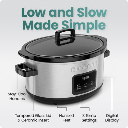 7 Quart Digital Stainless Steel Slow Cooker