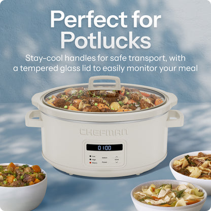 7 Qt. Digital Slow Cooker - White