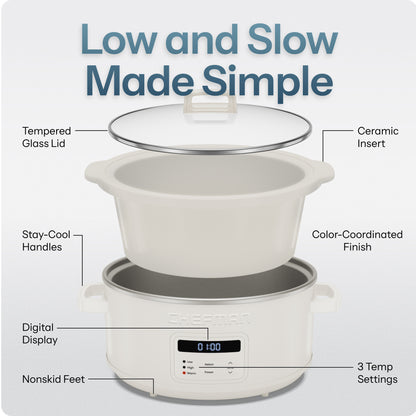 7 Qt. Digital Slow Cooker - White