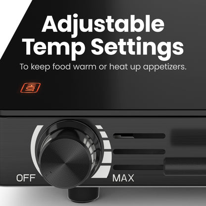 Family-Size Glass-Top Warming Tray - Black