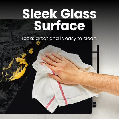 Family-Size Glass-Top Warming Tray - Black