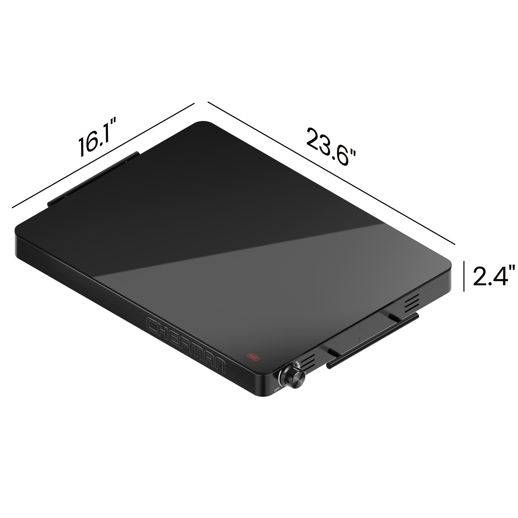 Family-Size Glass-Top Warming Tray - Black