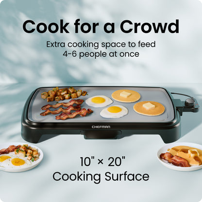 All-Purpose 10" x 20" Nonstick Extra-Large Griddle, Grey