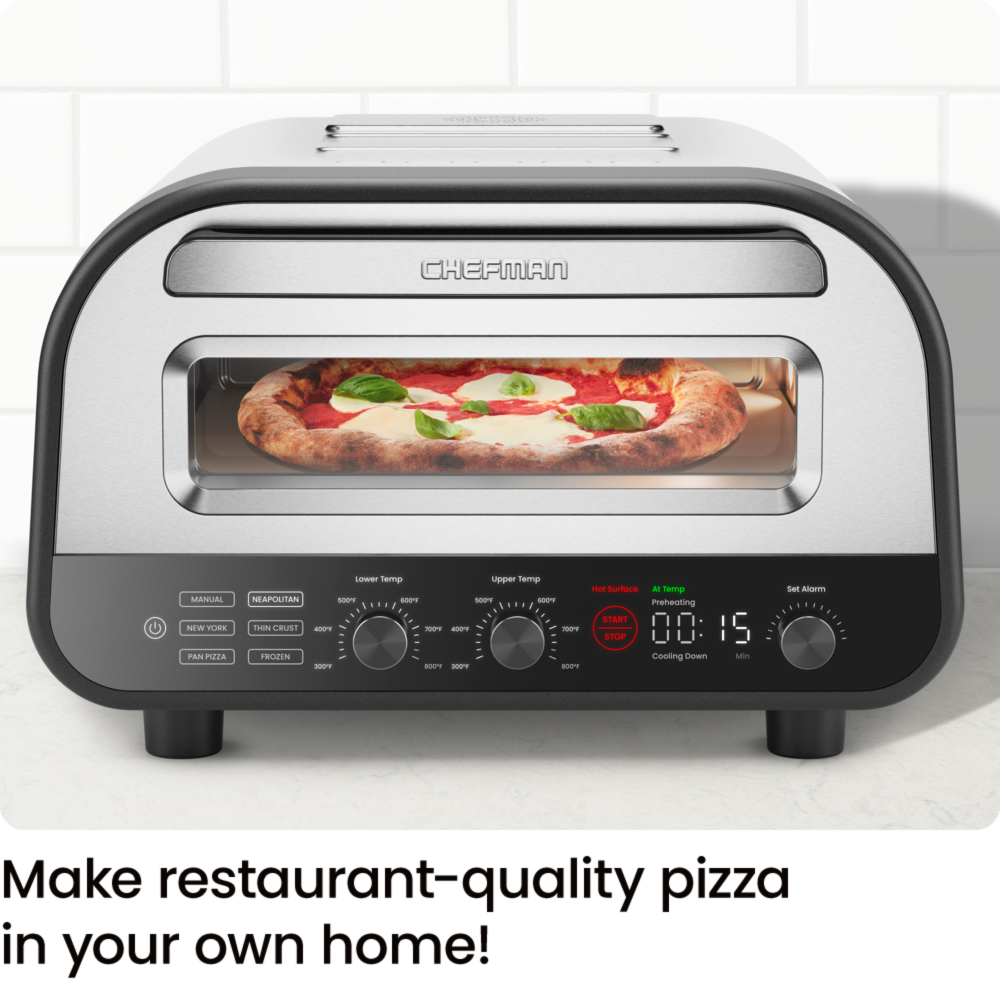 High-Heat Indoor Electric Pizza Oven 800°F (Stainless Steel)
