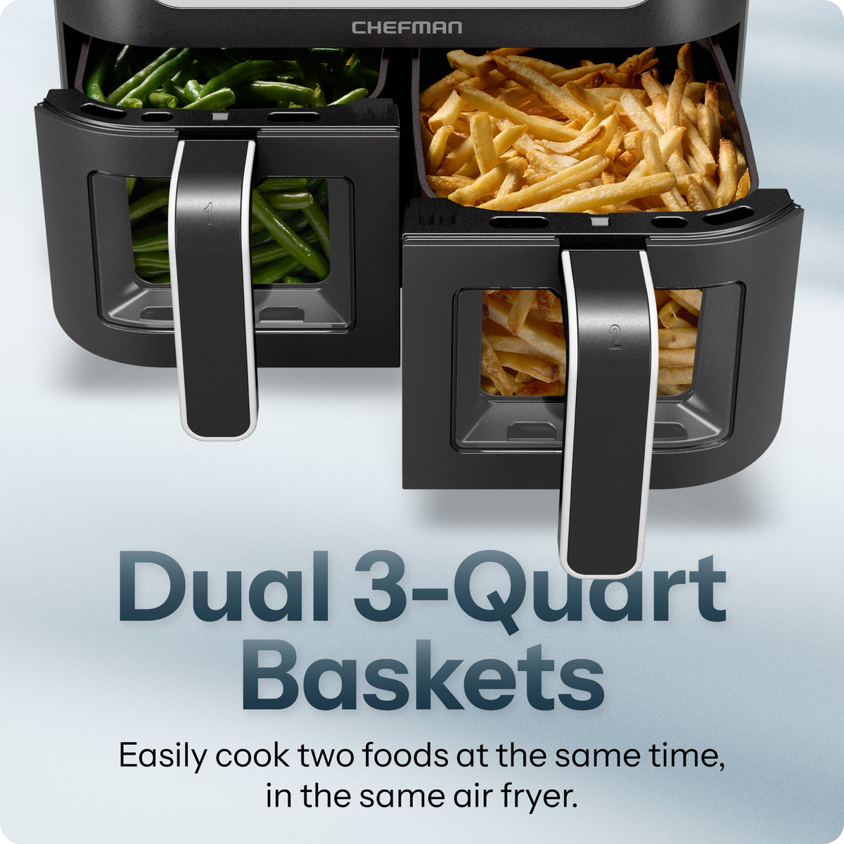 TurboFry 6 Qt. Double Basket Air Fryer with Easy View Windows