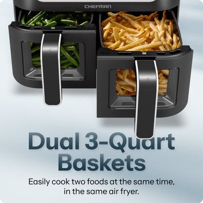 TurboFry 6 Qt. Double Basket Air Fryer with Easy View Windows