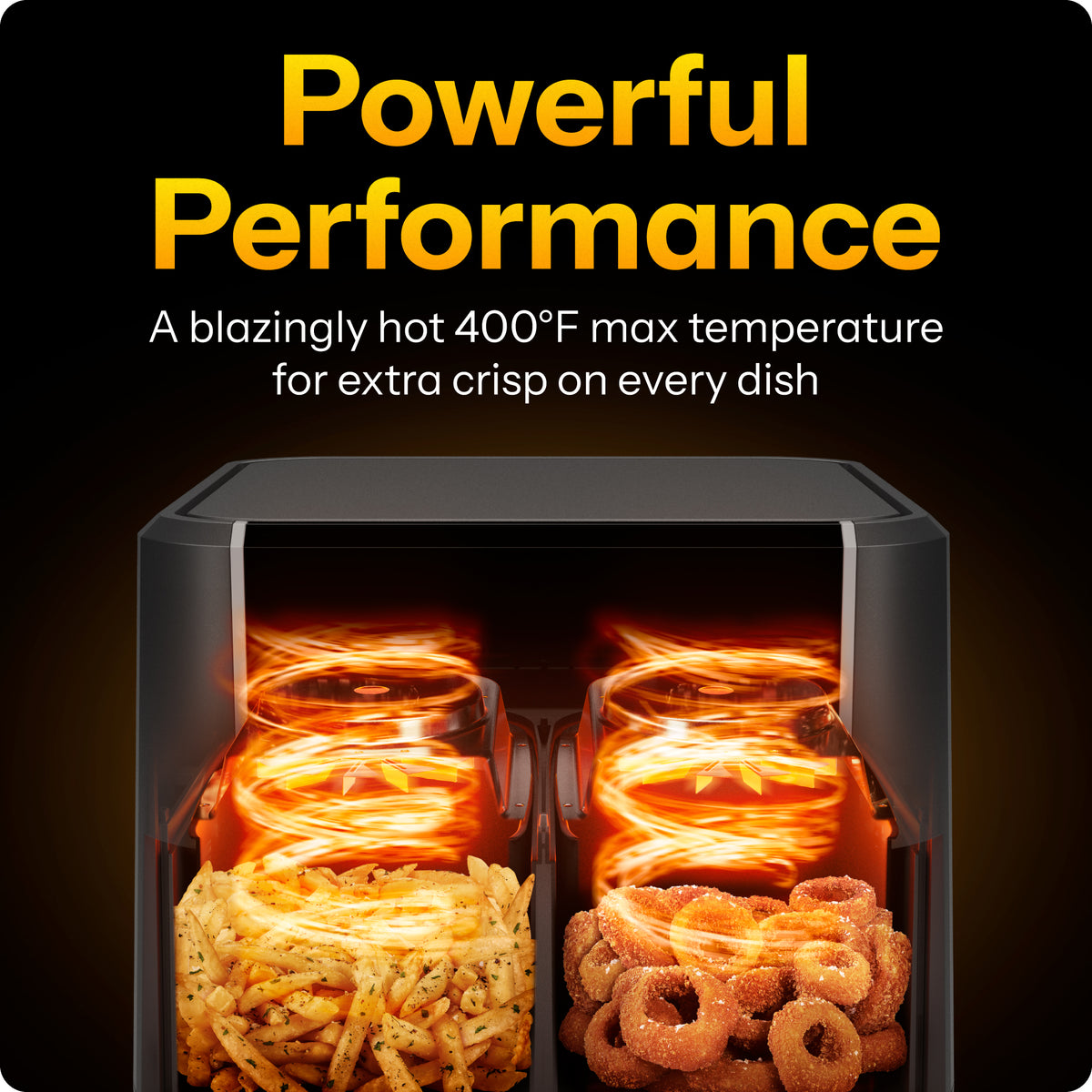 TurboFry 6 Qt. Double Basket Air Fryer with Easy View Windows