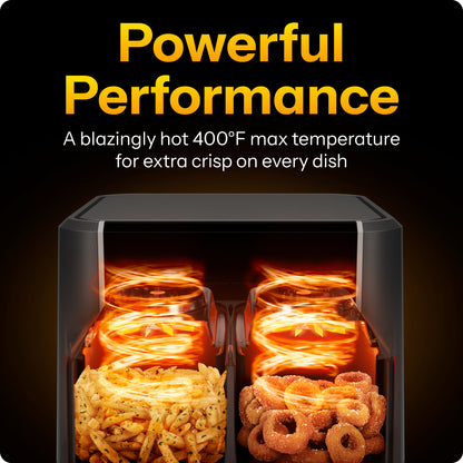 TurboFry 6 Qt. Double Basket Air Fryer with Easy View Windows