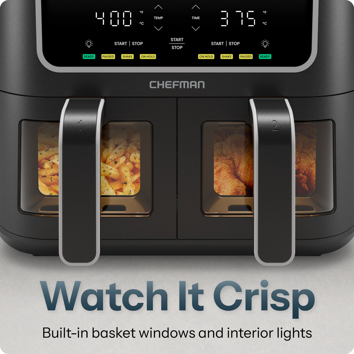 TurboFry 6 Qt. Double Basket Air Fryer with Easy View Windows