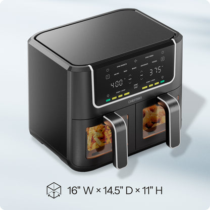 TurboFry 6 Qt. Double Basket Air Fryer with Easy View Windows