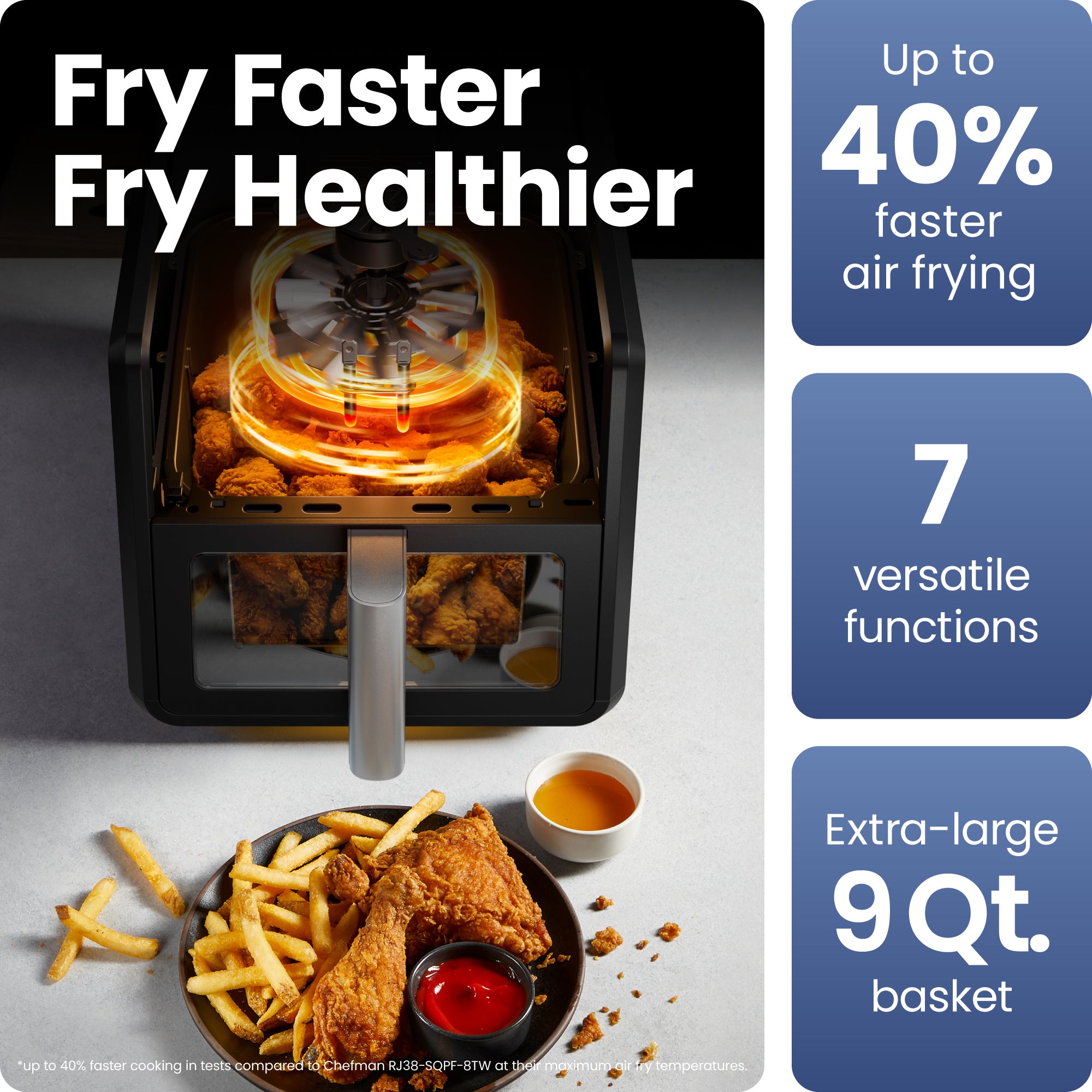 9 Qt. TurboFry 7-in-1 Air Fryer with Powerful DC Motor