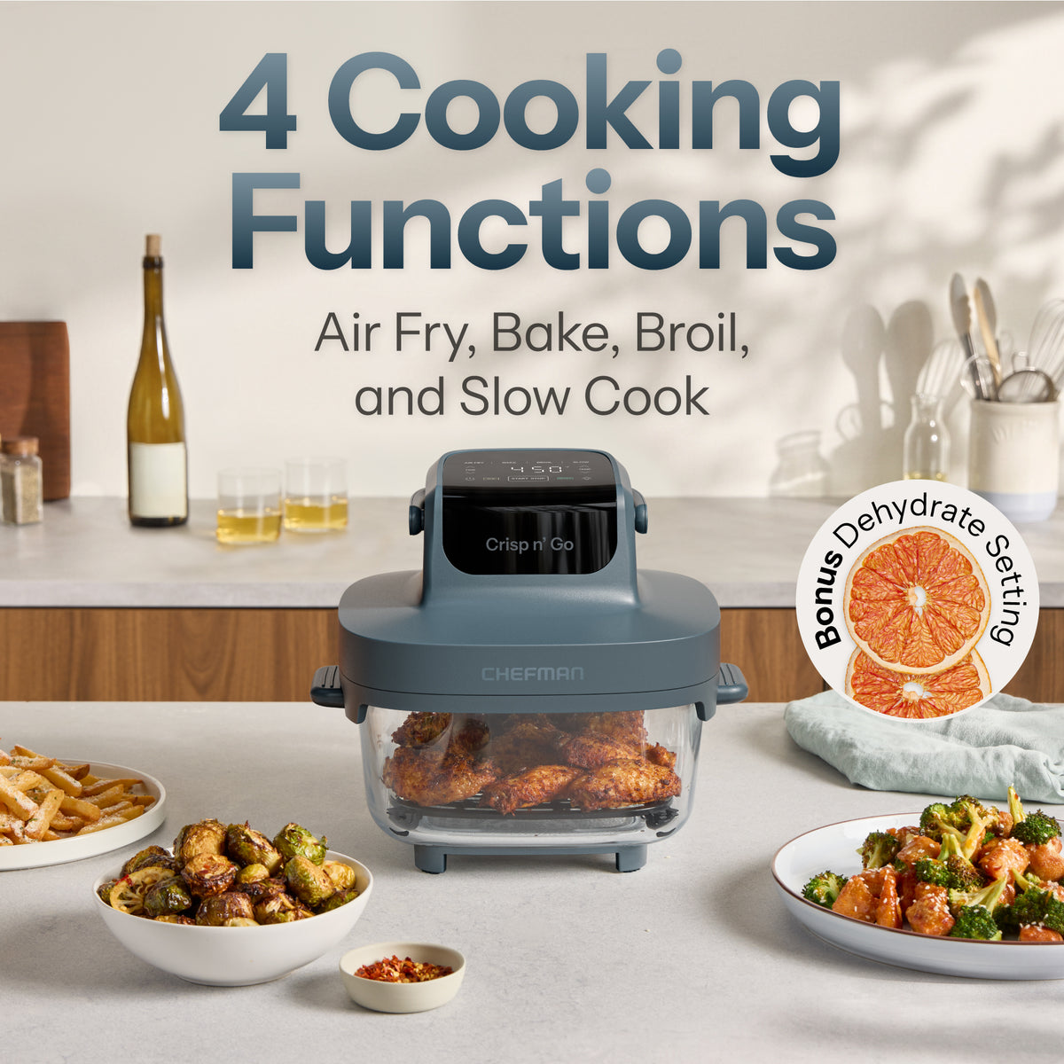 Crisp n' Go 4 Qt. Glass Air Fryer - Lava Slate