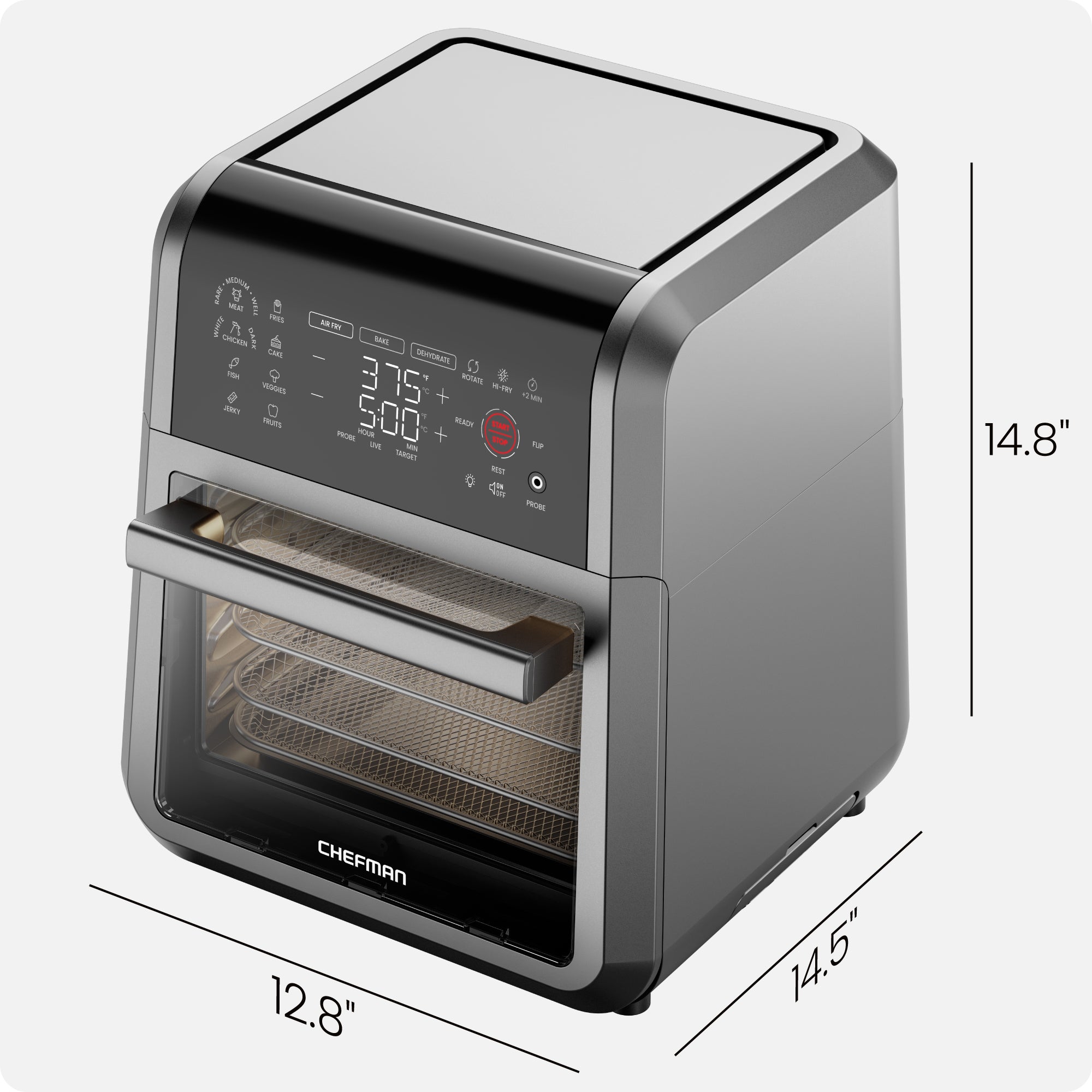 Multifunctional Digital Air Fryer w/ Integrated Smart Thermometer - 12 Quart