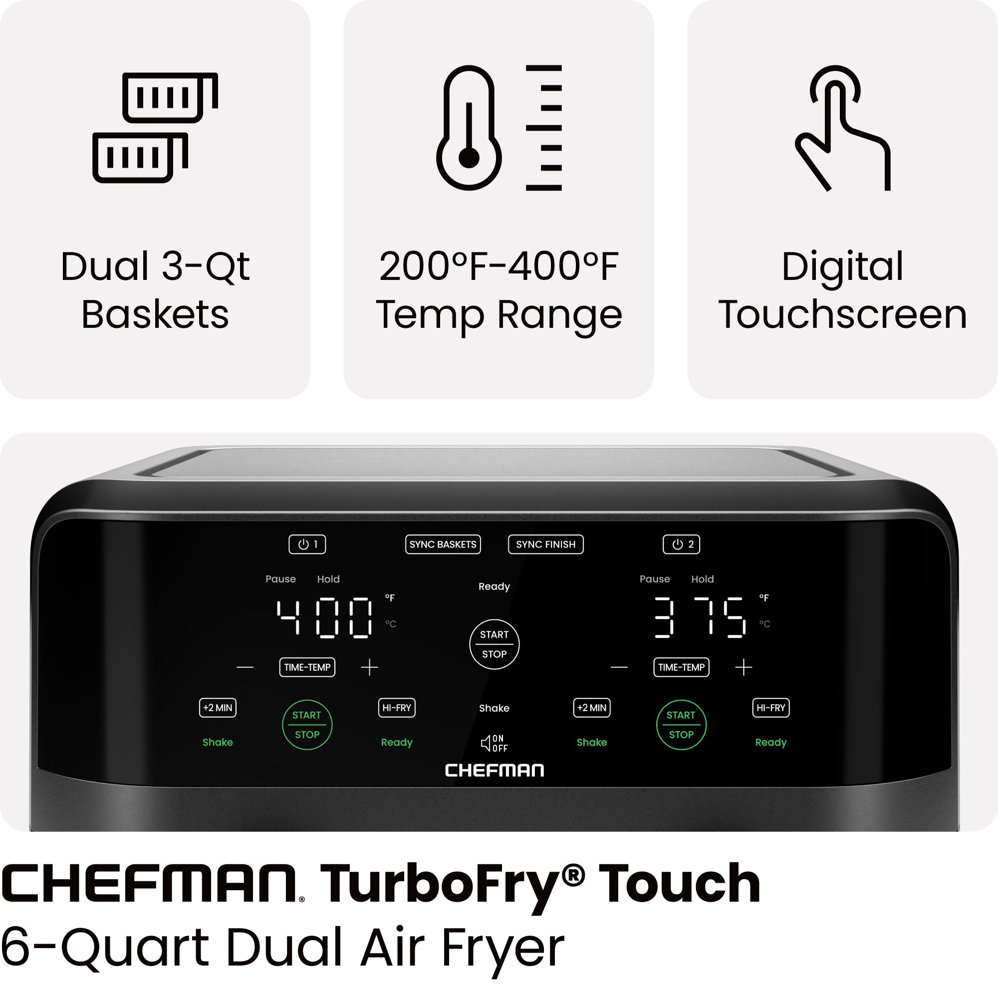 TurboFry Touch 6 Qt. Dual-Basket Air Fryer