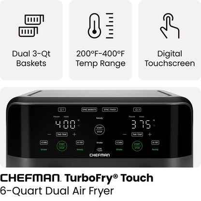 TurboFry Touch 6 Qt. Dual-Basket Air Fryer