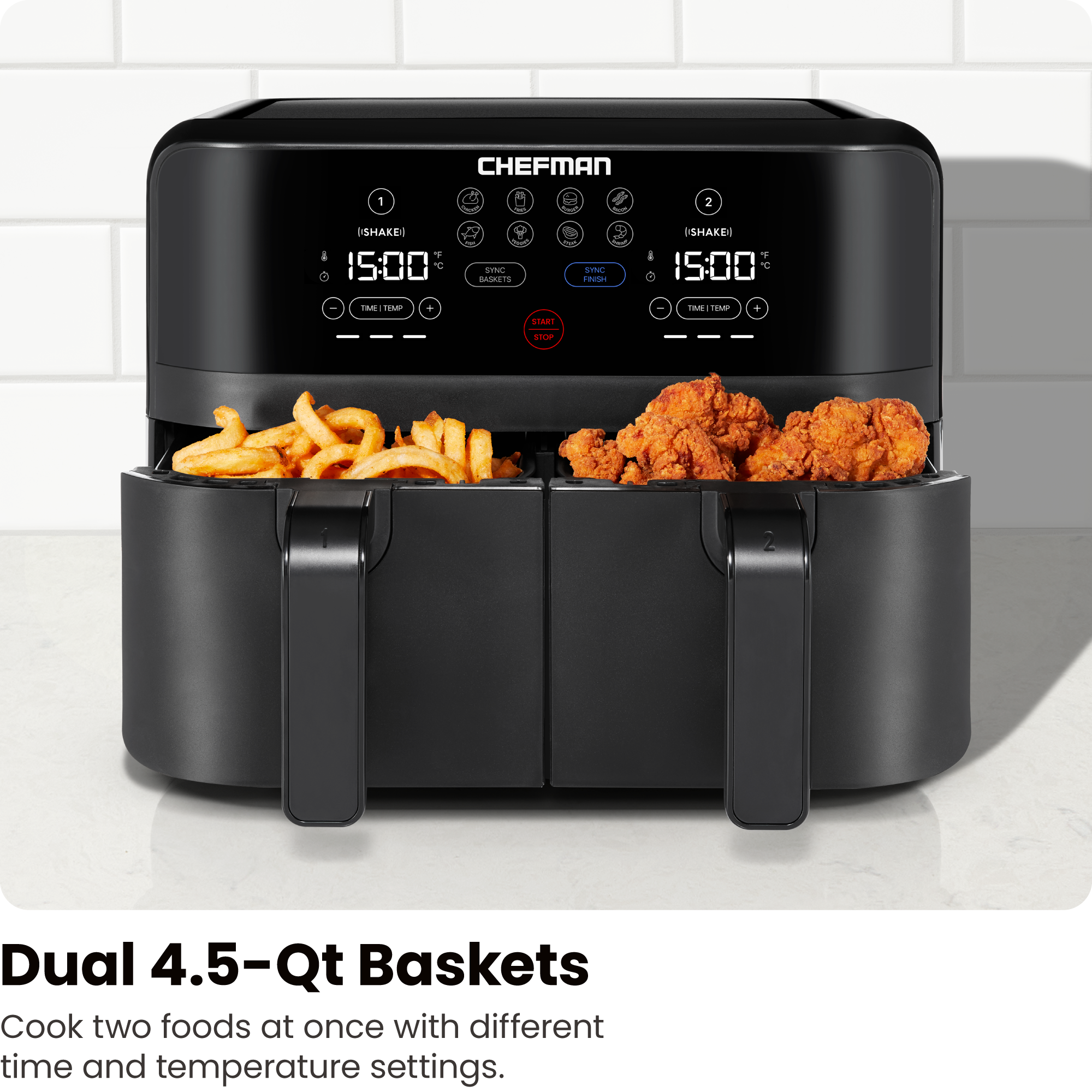 Double Basket Air Fryer - 9 Quart