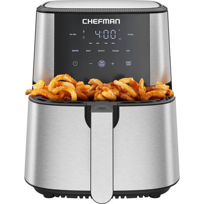 TurboFry 6-Quart Digital Air Fryer, Touch Controls w/ 5 Cooking Functions – Stainless Steel