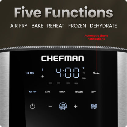TurboFry 6-Quart Digital Air Fryer, Touch Controls w/ 5 Cooking Functions – Stainless Steel