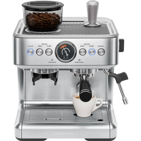 Crema Supreme Espresso Machine with Conical Burr Grinder and Steam Wand