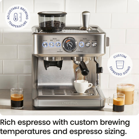 Crema Supreme Espresso Machine with Conical Burr Grinder and Steam Wand