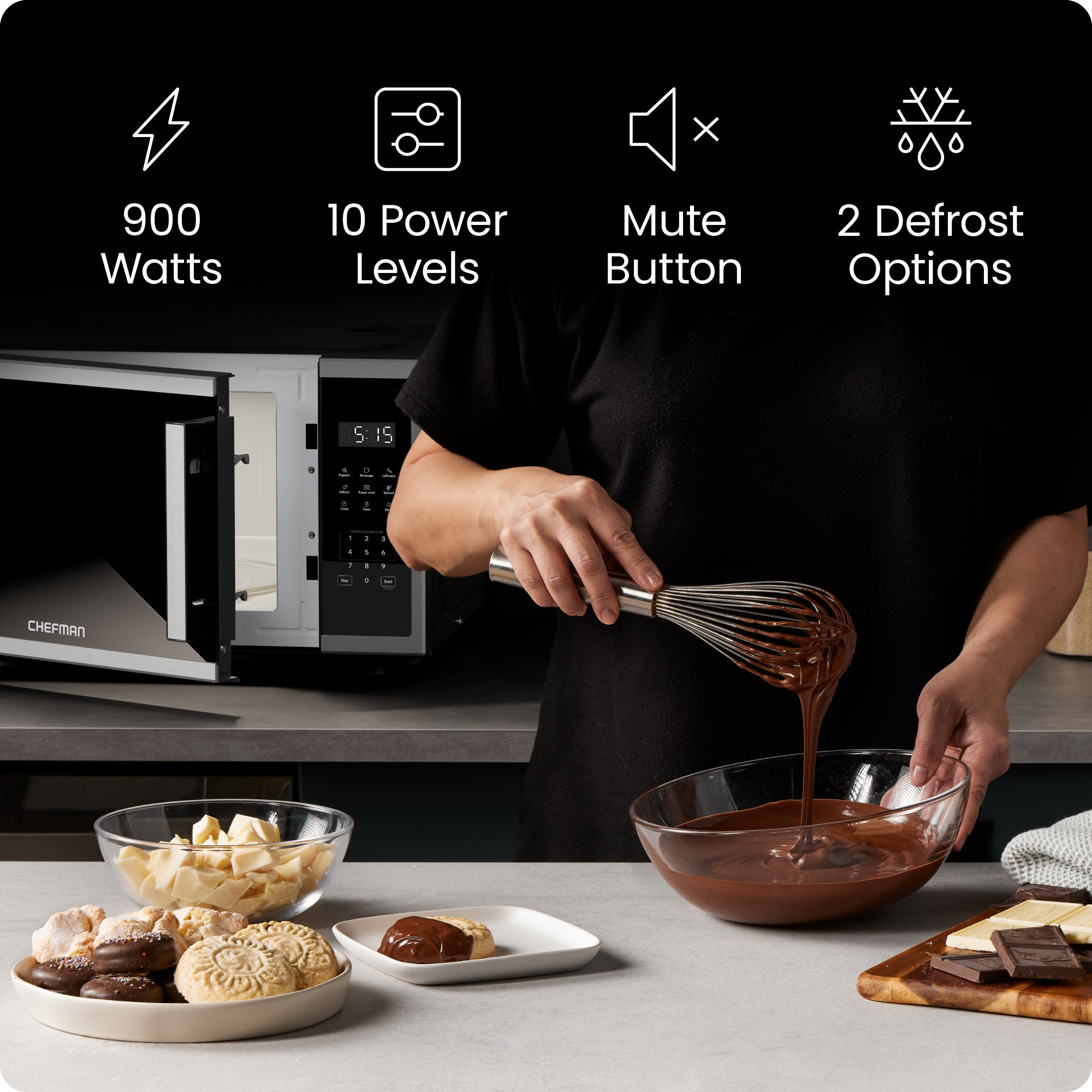 Countertop Digital Stainless Microwave Oven - 0.9 Cu Ft