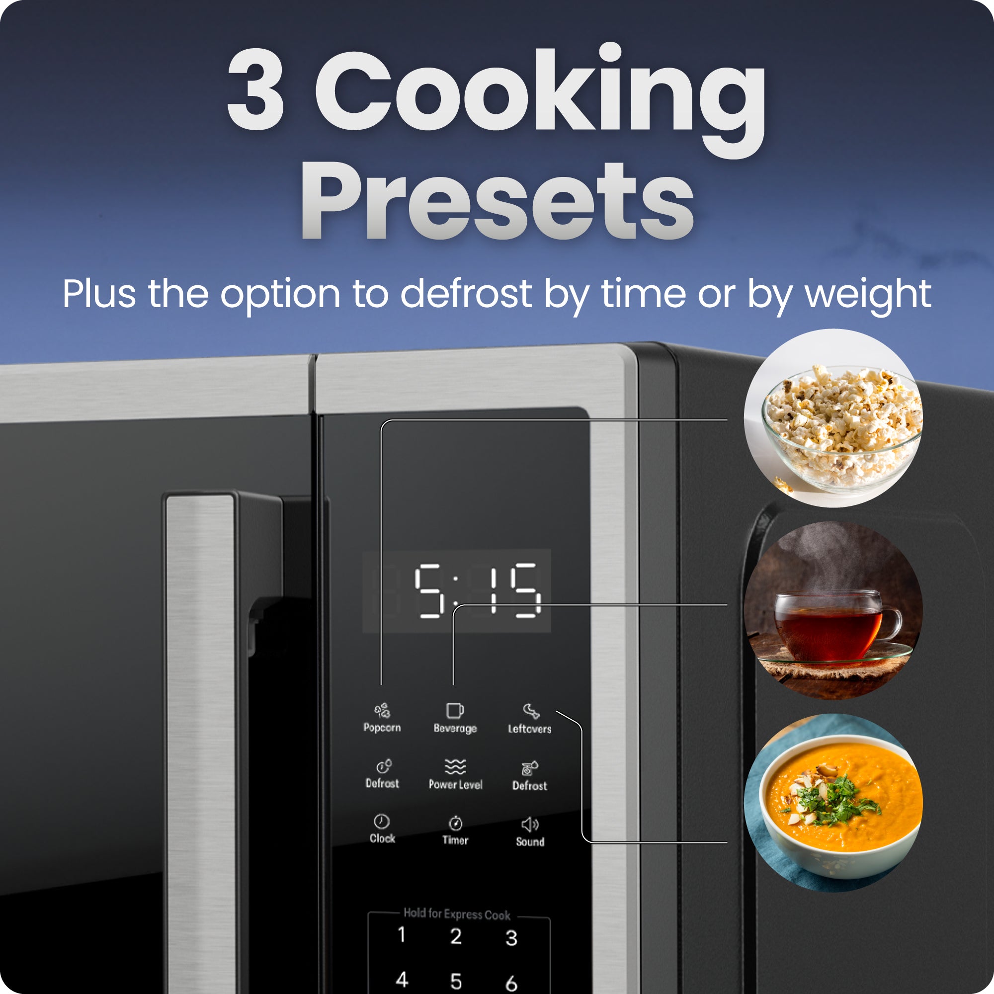 Countertop Digital Stainless Microwave Oven - 0.9 Cu Ft