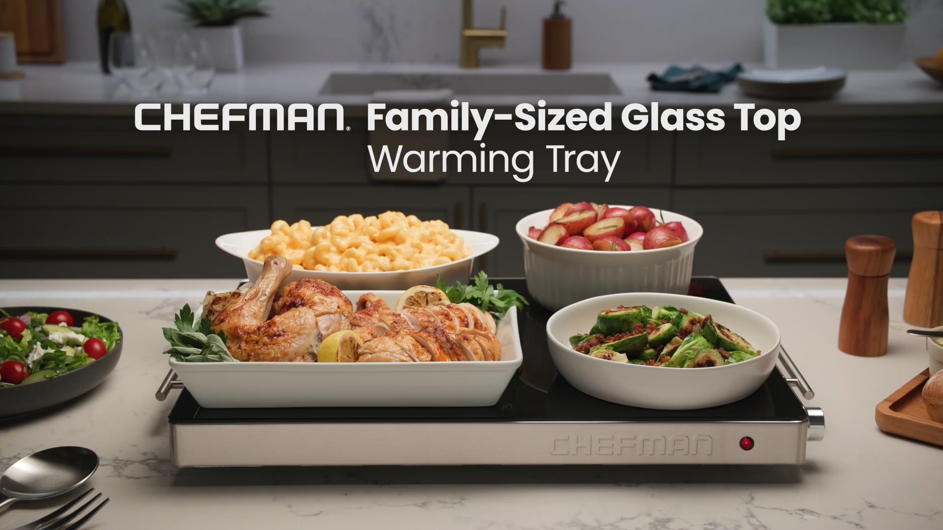Family-Size Glasstop Warming Tray