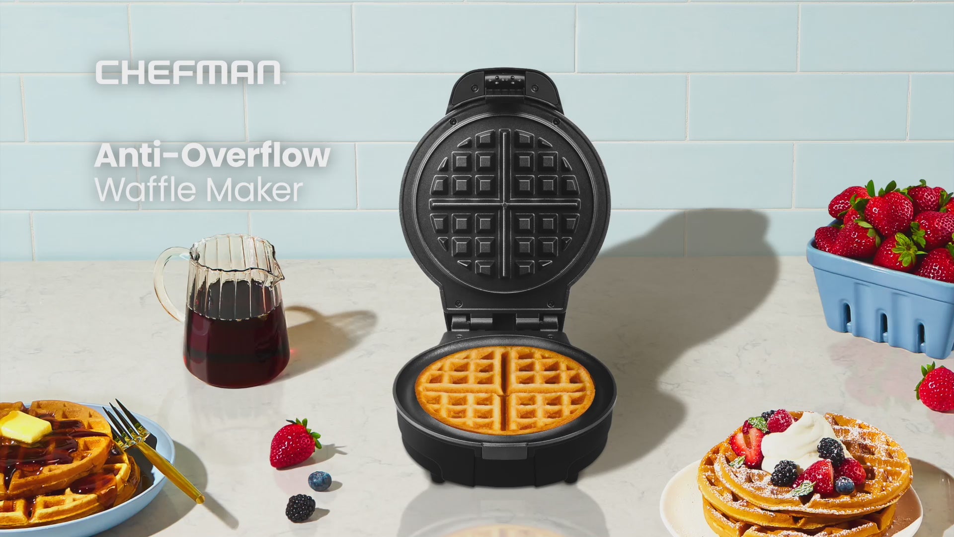 Anti-Overflow Belgian Waffle Maker – Chefman