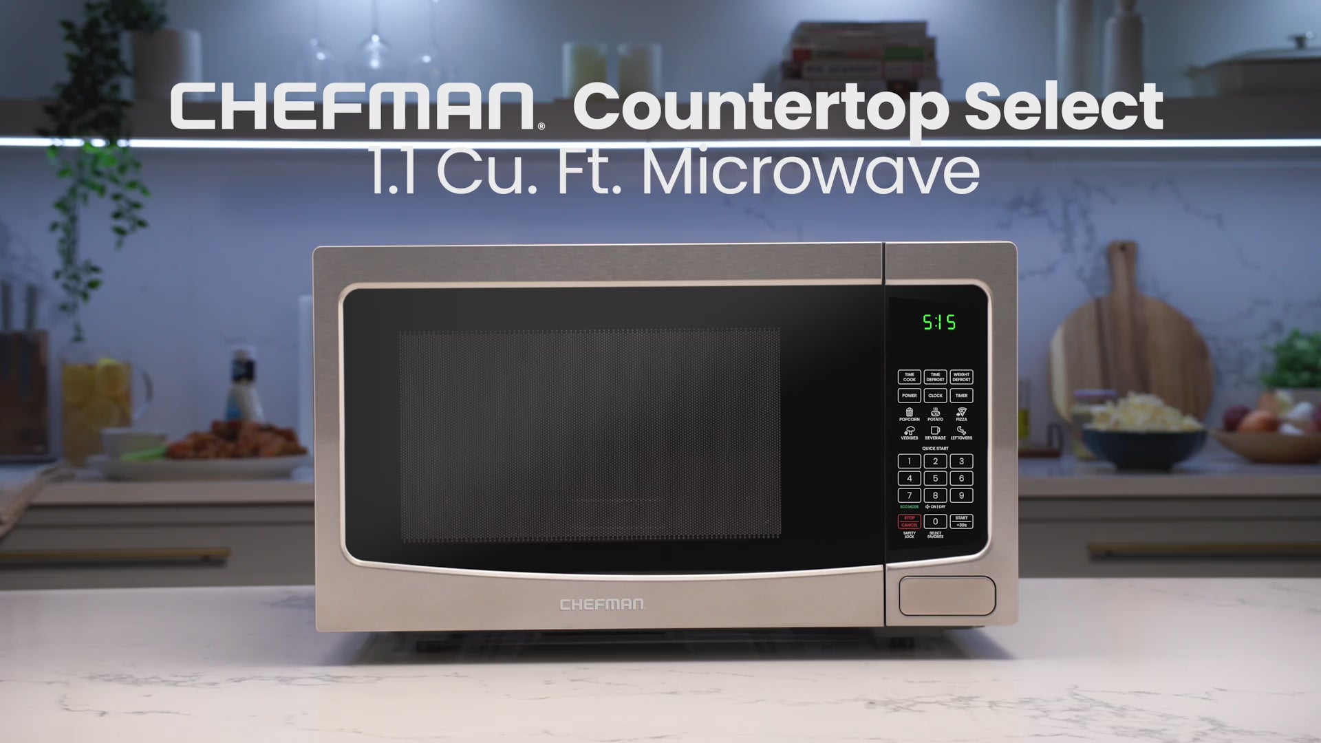 Countertop 1.1 Cu. Ft. Digital Stainless Microwave Oven – Chefman