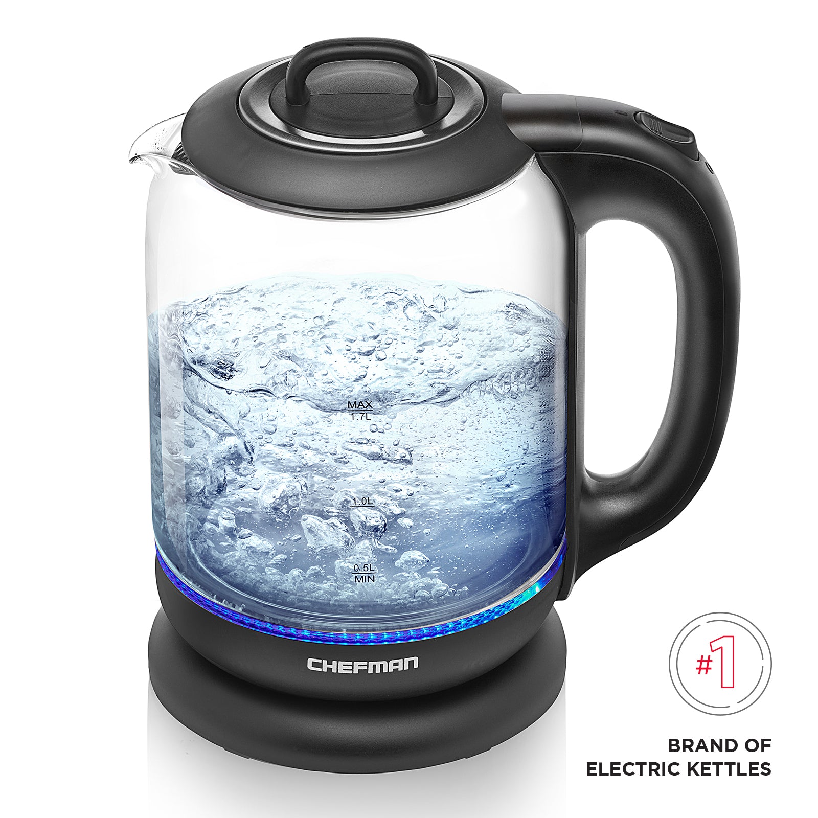 Chefman 1.7 Liter Glass Precision Control Electric Kettle + Tea Infuser