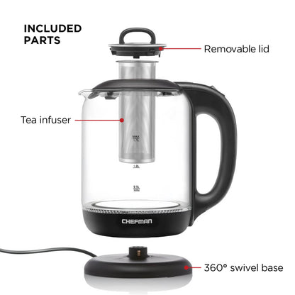 1.7-Liter Tea-Infusing Glass Electric Kettle