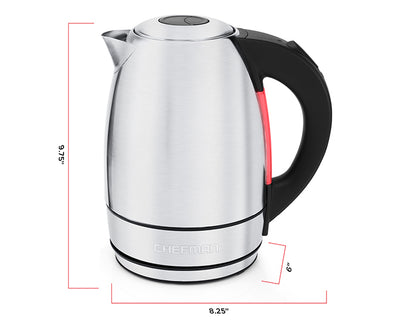 Chefman Electric Kettle 1.8 Liter Stainless Steel Water Boiler Automatic  Shutoff