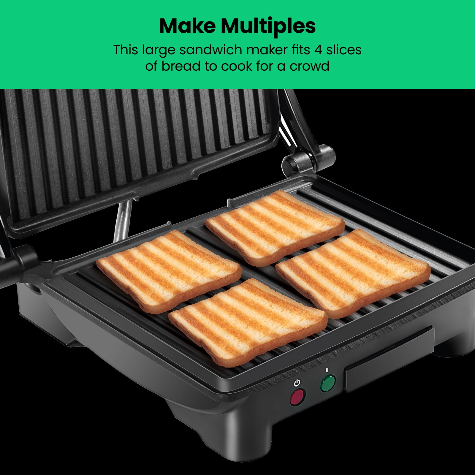 Multifunctional 180° Grill + Panini Press (4-Slice)
