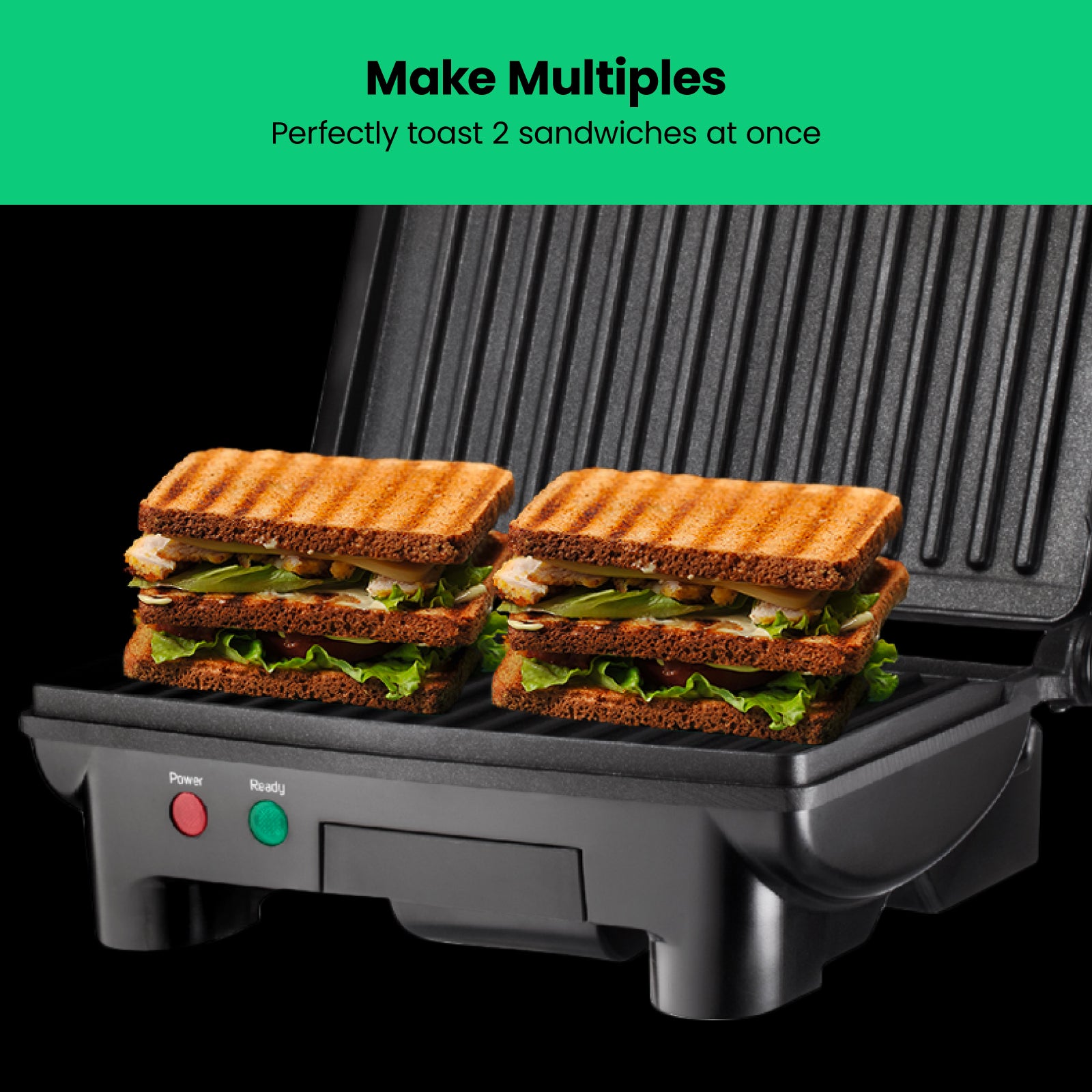 Multifunctional 180° Grill + Panini Press (2-Slice)