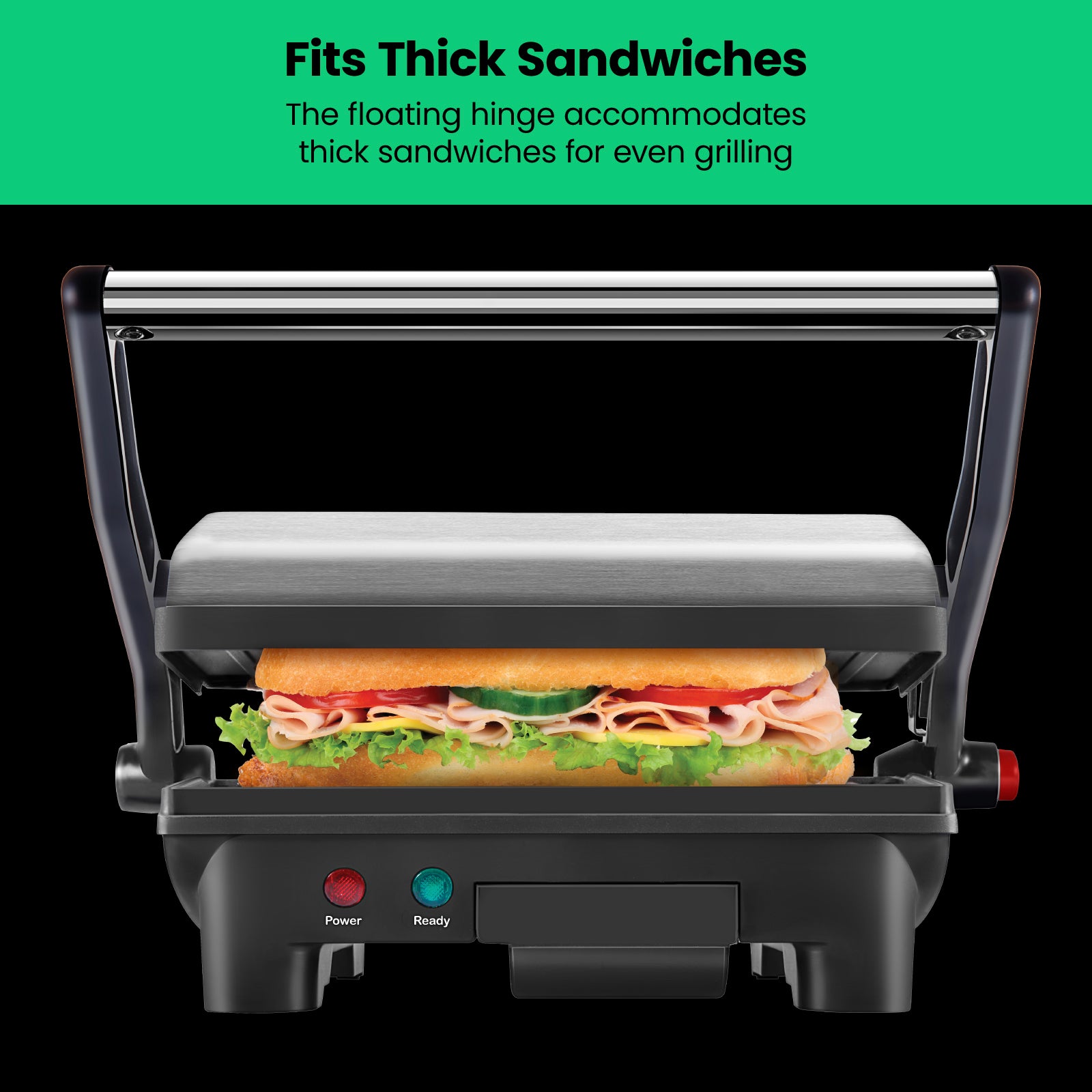 Multifunctional 180° Grill + Panini Press (2-Slice)