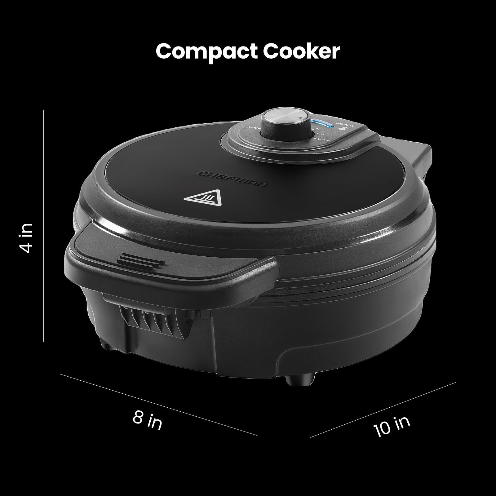 Chefman Stainless Steel Mini Waffle Maker, Knob Control, cETLus Safety  Listed, 1400W, Round Shape, Non-Stick, Mess-Free, Locking Lid