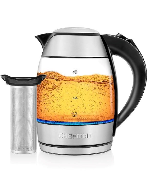 1.8Liter Cordless Glass Electric Kettle Chefman