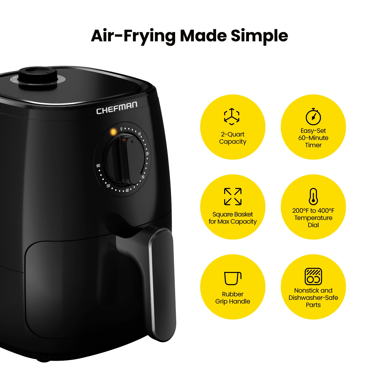 Air Fryer 2 Quart, Small Compact Air Fryer, With Adjustable Temp