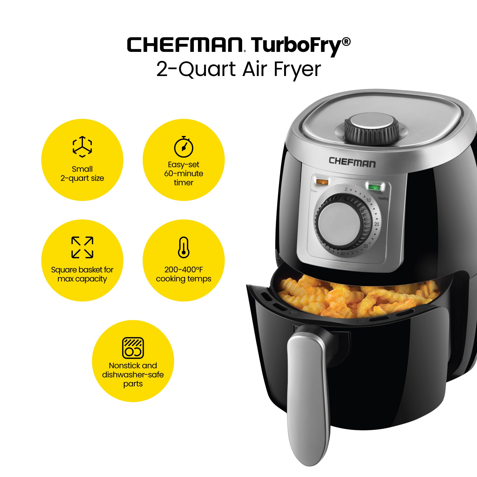 Chefman TurboFry Touch Air Fryer, The Most Compact And Healthy Way To Cook  Oil-Free, One