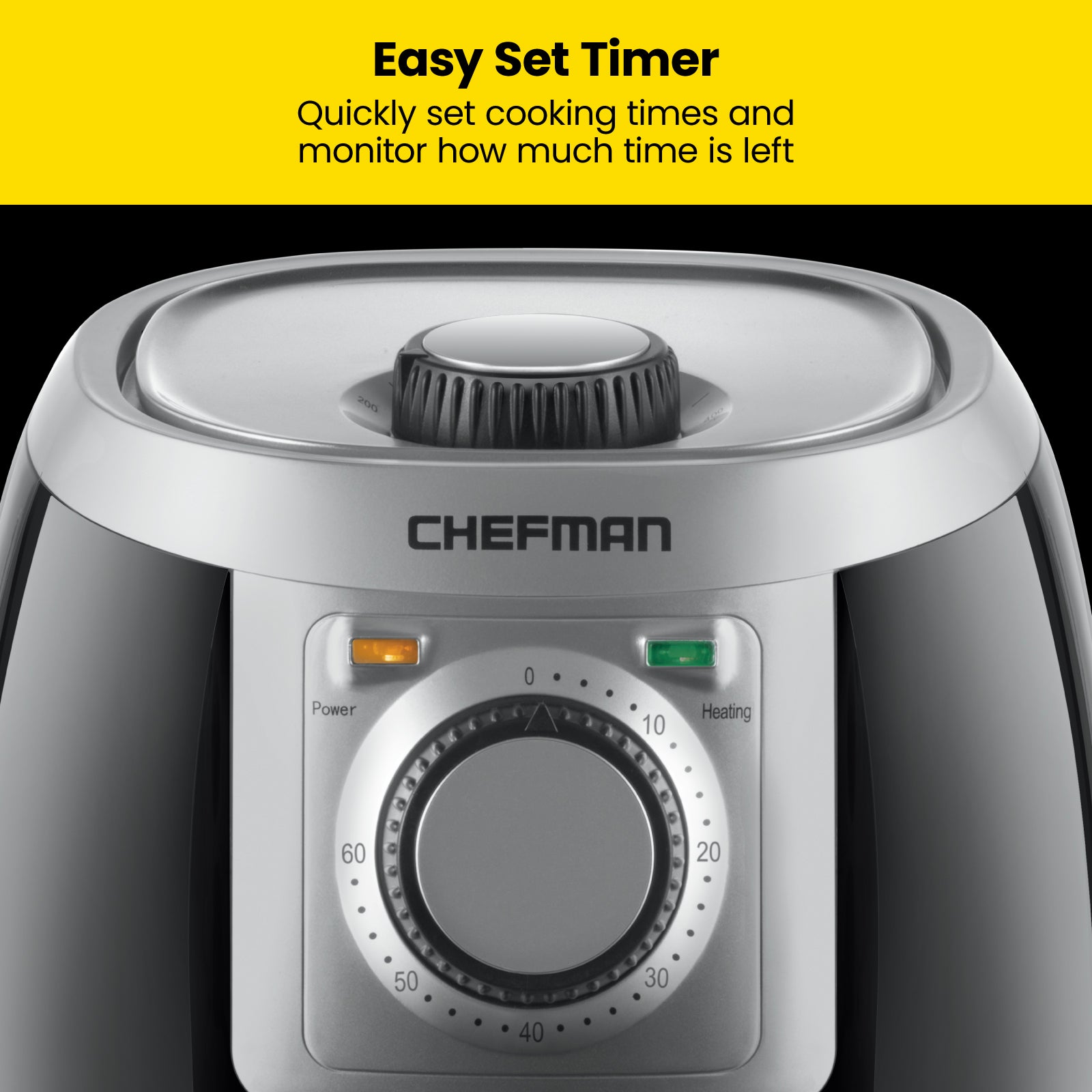 Chefman 2.1qt Personal Analog Air Fryer Black Silver OPEN BOX NEVER USED  816458023450