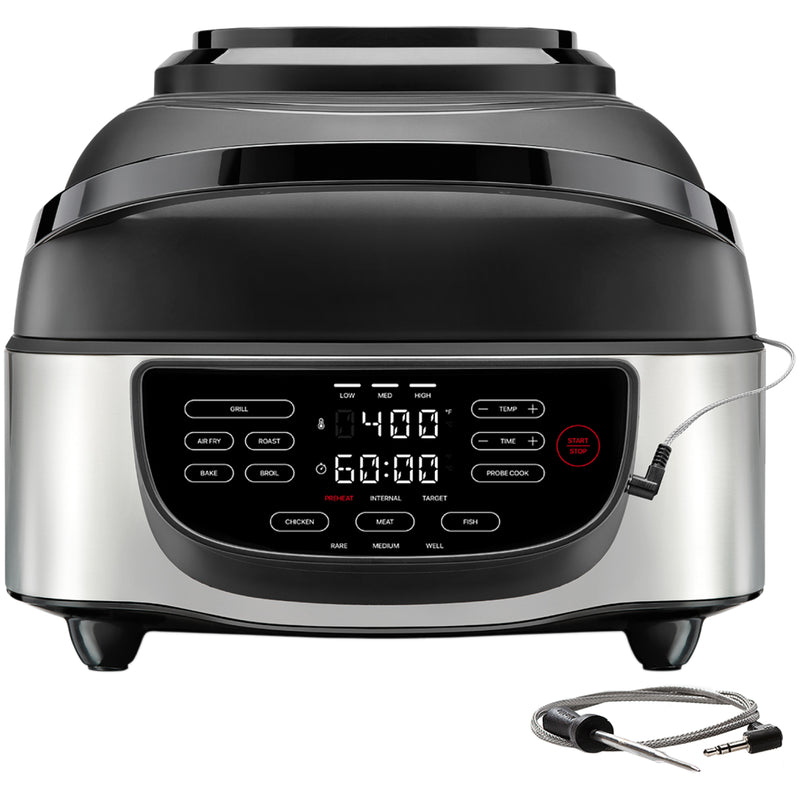 Electric Indoor Air Fryer + Grill With Thermometer Probe