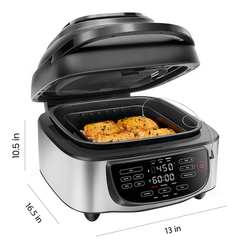 Electric Indoor Air Fryer + Grill With Thermometer Probe
