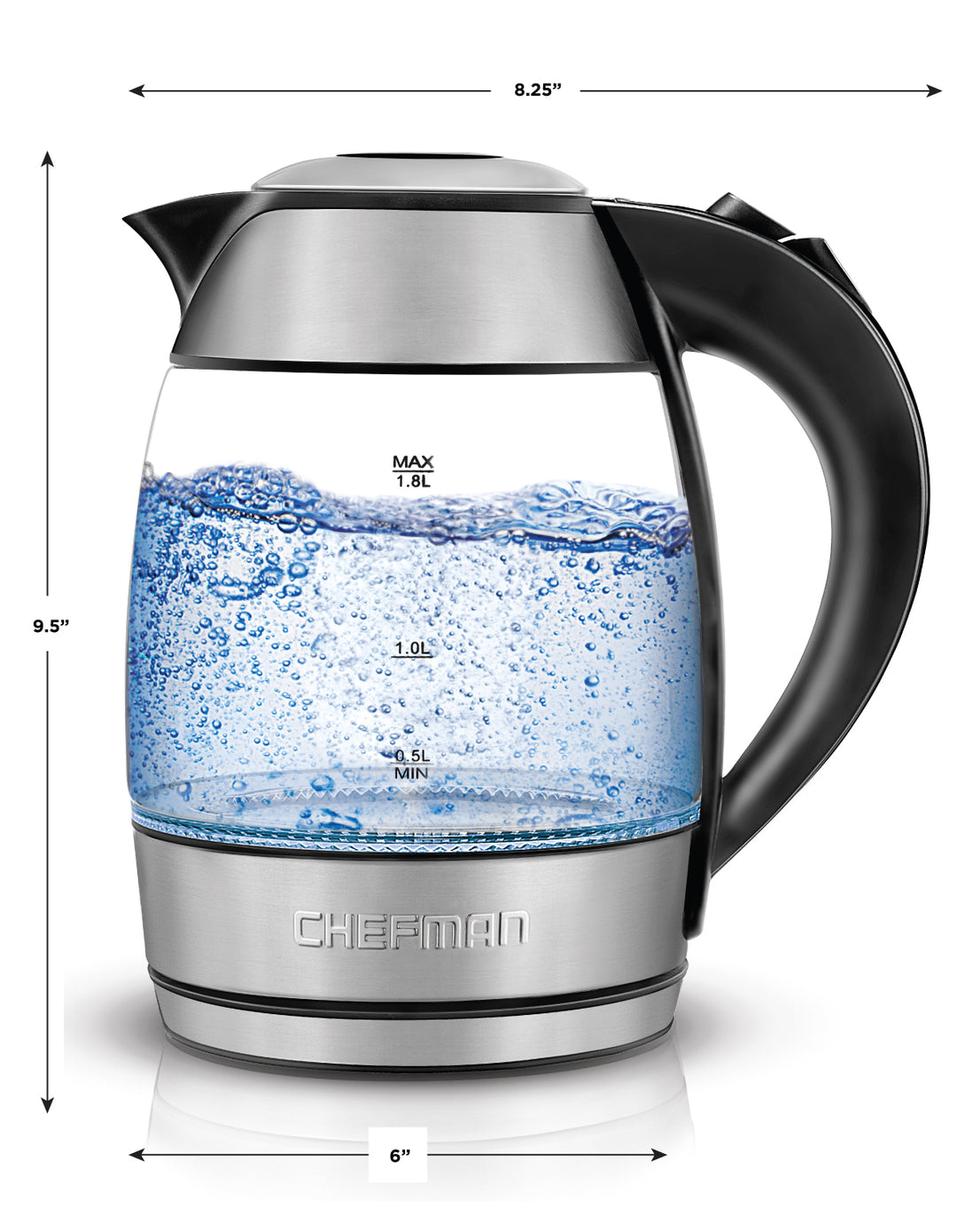 1.8Liter Cordless Glass Electric Kettle Chefman