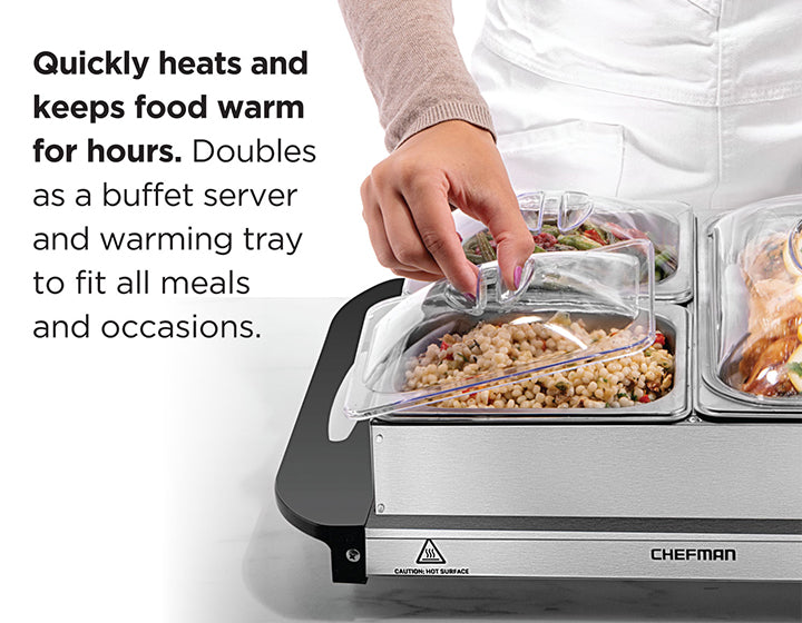 Chefman Elektrische Warming Tray - 21x16 Inch, Roestvrij Staal Met Temperatuurregeling