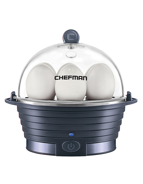  Chefman Egg-Maker Rapid Poacher, Food & Vegetable Steamer,  Quickly Makes Up to 6, Hard, Medium or Soft Boiled, Poaching/Omelet Tray  Included, Ready Signal, BPA-Free, BLACK: Home & Kitchen